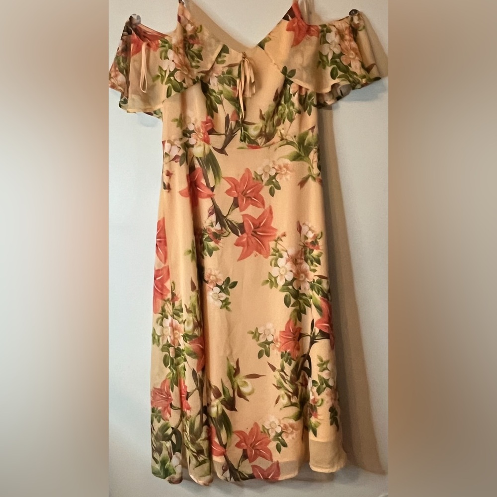 CeCe by Cynthia Steffe Garden Blooms Cold-Shoulder Maxi Dress Size 8 MSRP $159